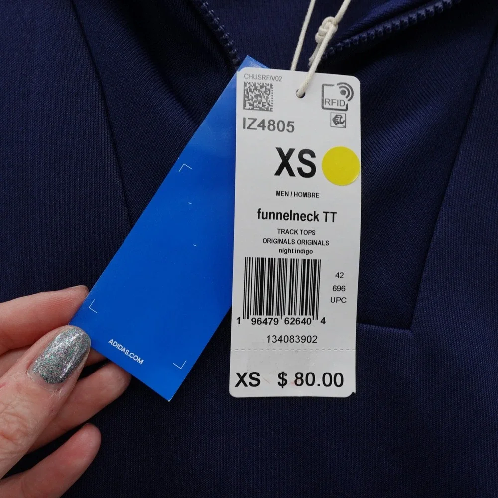 Adidas Originals Mens Funnelneck Track Top Night Indigo Navy XS NEW